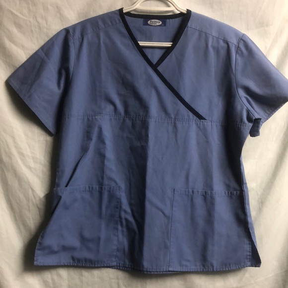 Blue scrub top nurse medical uniform 2 pockets xs - Picture 1 of 10
